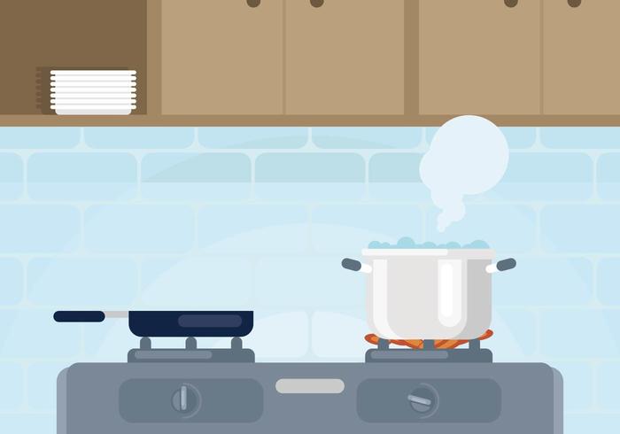 Pot with Boiling Water Illustration vector