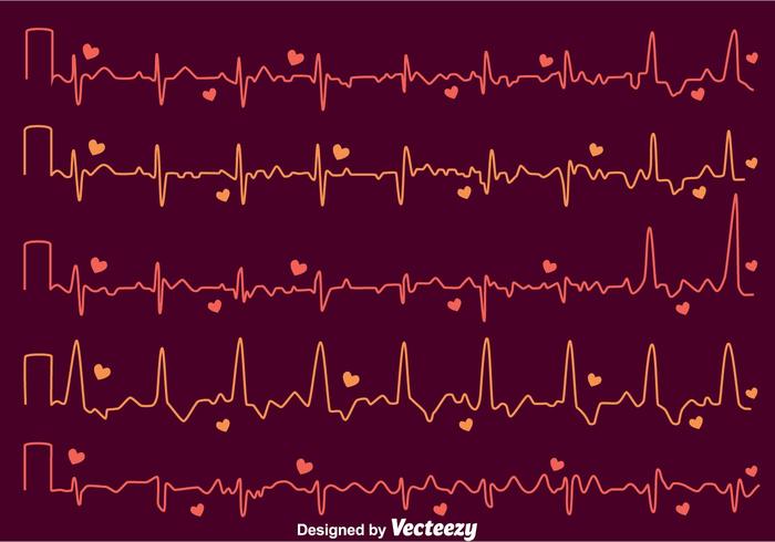 Heart Rhythm On Dark Purple Vector