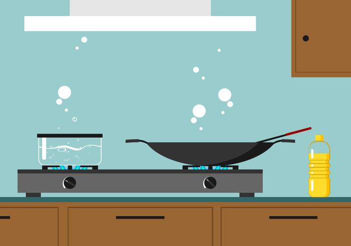 Boiling Water In The Kitchen Free Vector