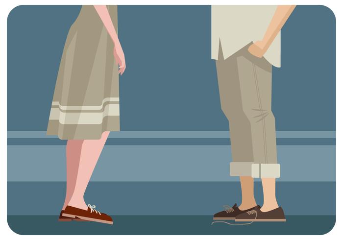 Pareja Con Zapatos Correspondientes Vector