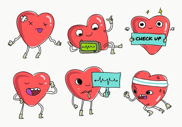 Heart Rhythm Check Up Fun Character Vector Illustration