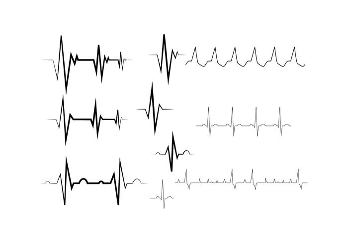 Free Heart Rhythm Collection Line Vector