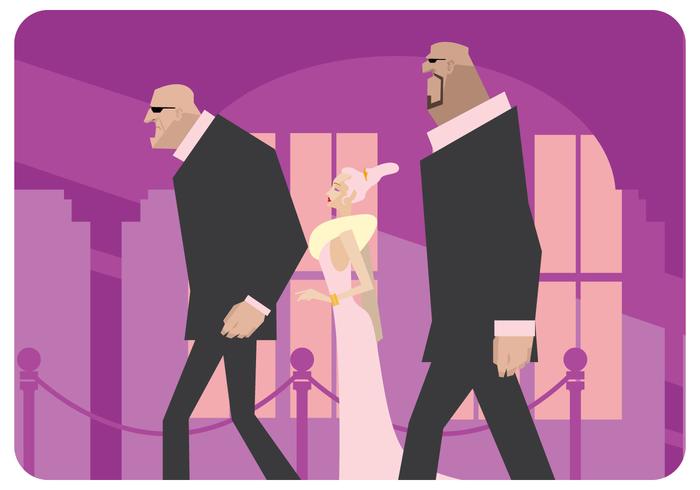 Two Bodyguards And Celebrity Vector