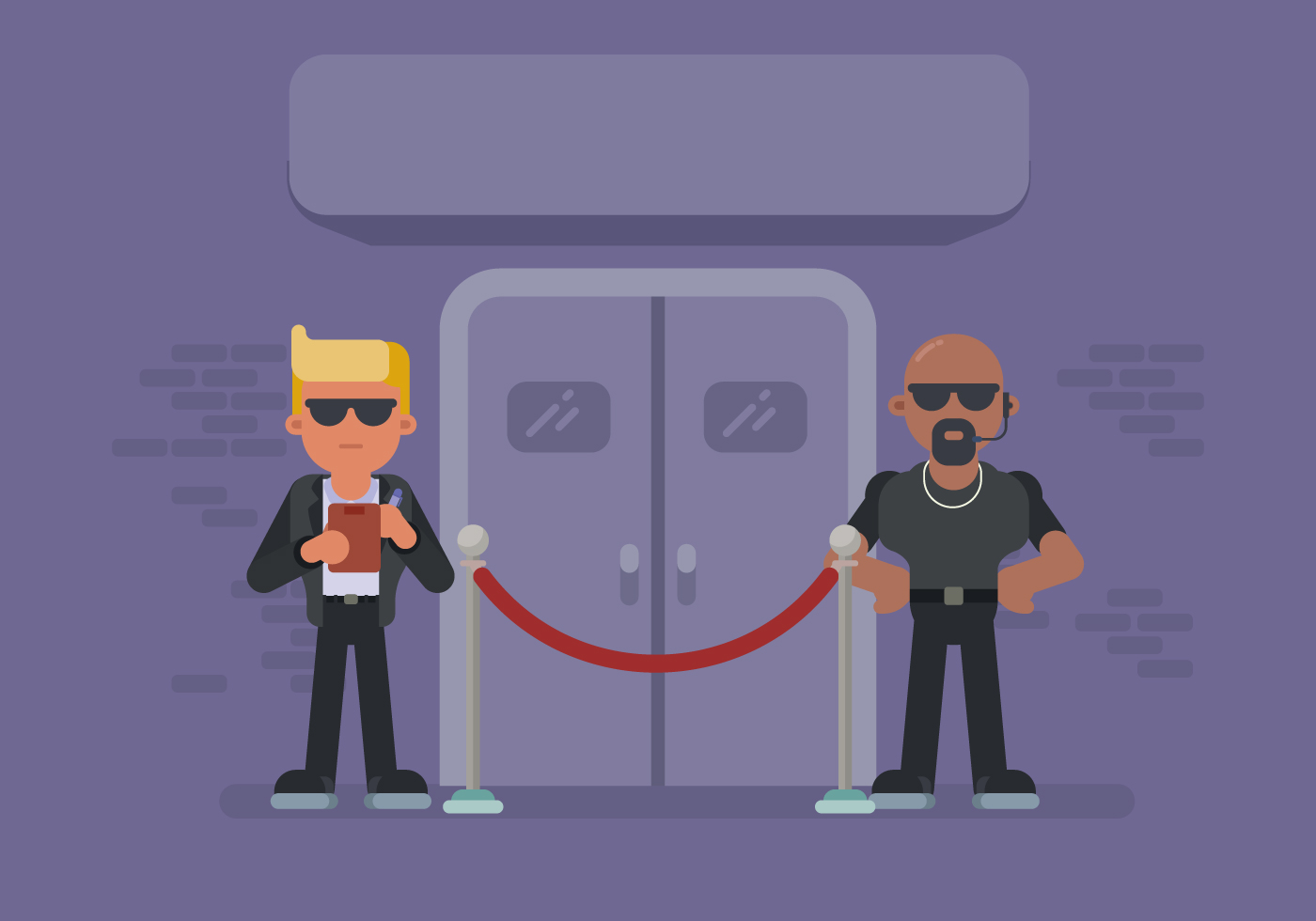 Two Bouncer Guarding Nightclub Door 161658 Vector Art at Vecteezy