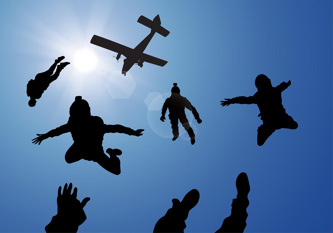 Skydiving Silhouette Free Vector 161683 Vector Art at Vecteezy