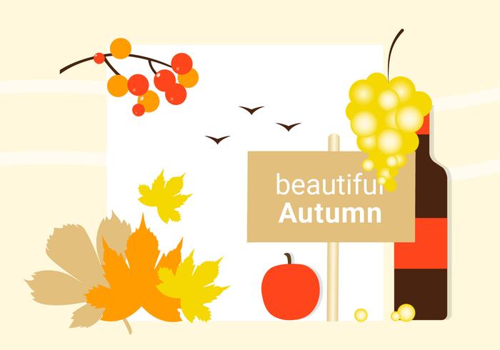 Free Flat Design Vector Autumn Greeting Design