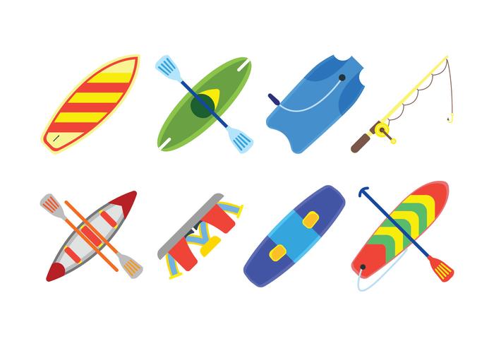 Water sport related set icons vector