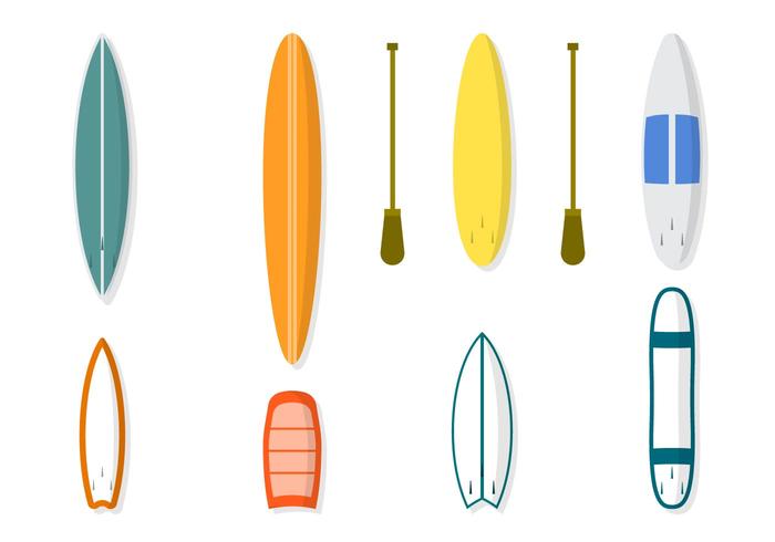Vectores planos de la tabla de surf
