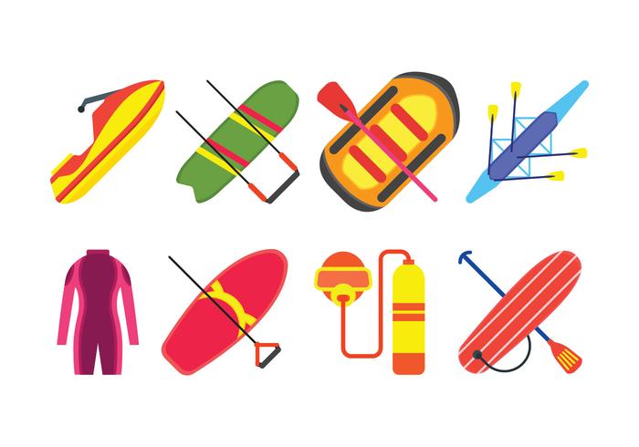 Water sport related set icons vector