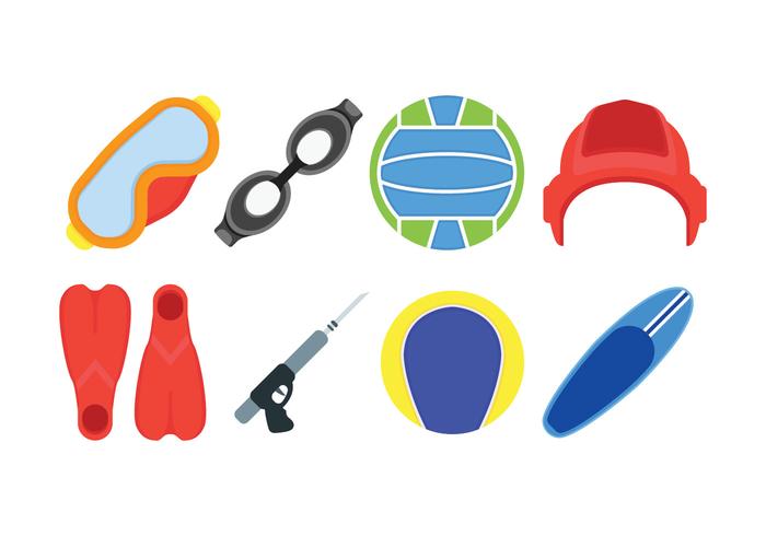 Iconos de conjunto de deportes relacionados con el agua vector