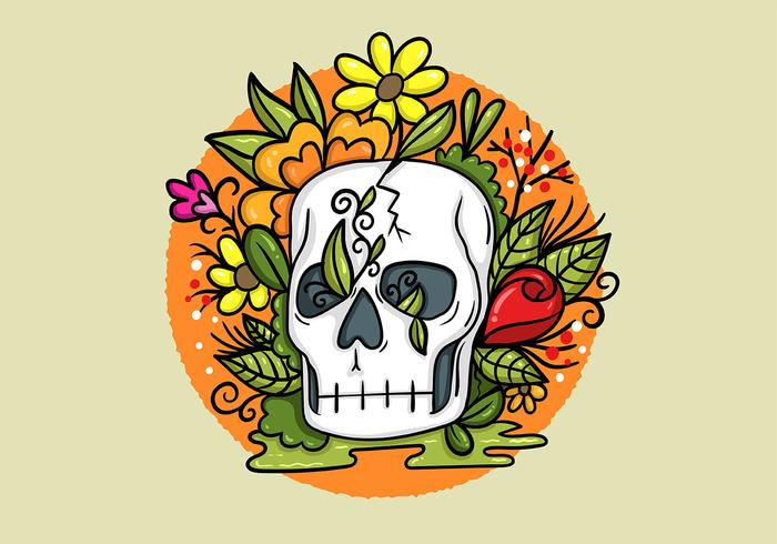 Skull flowers vector