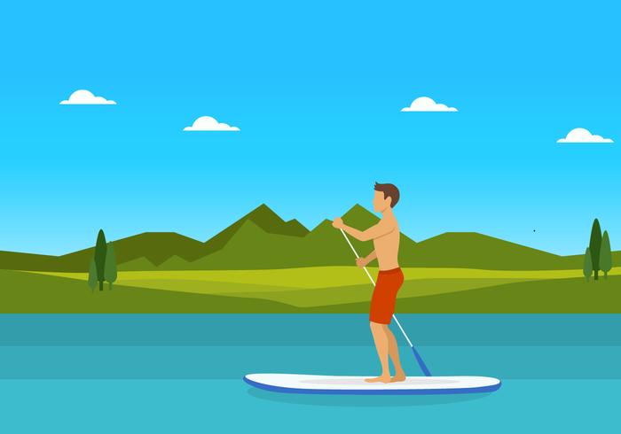 Man on Paddleboard Vector 