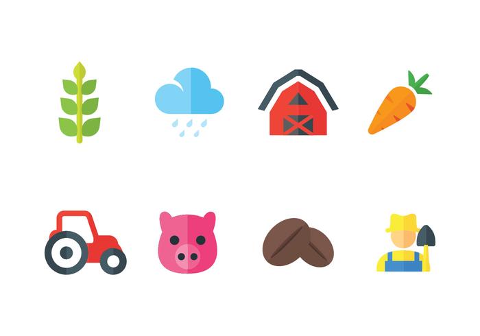 Peasant and farming vector icons set