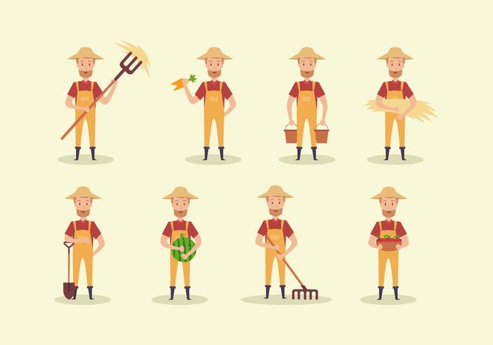 Vector lindo campesino de dibujos animados