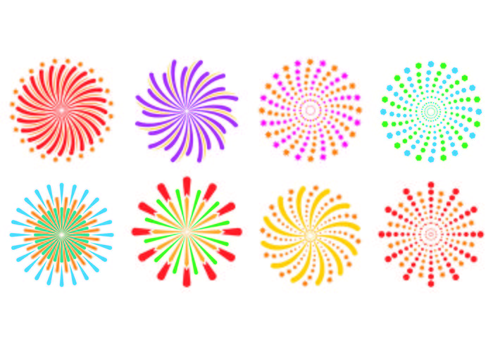 Set Of fireworks In White Background  vector