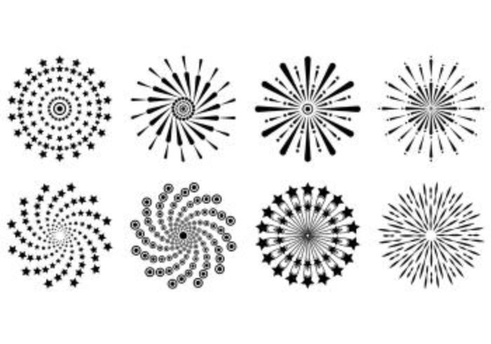 Set Of Fireworks In White Background  vector