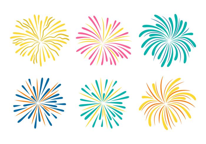 Fireworks with White Background Vector Collection