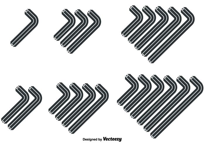 Vector Set Of Flat Allen key icons in different sizes