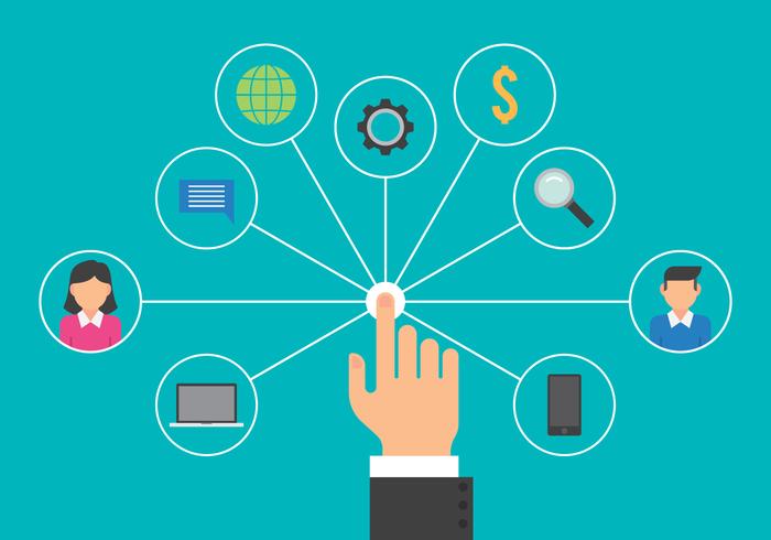 Concepto de concepto de sistema de gestión de interacciones de usuario vector