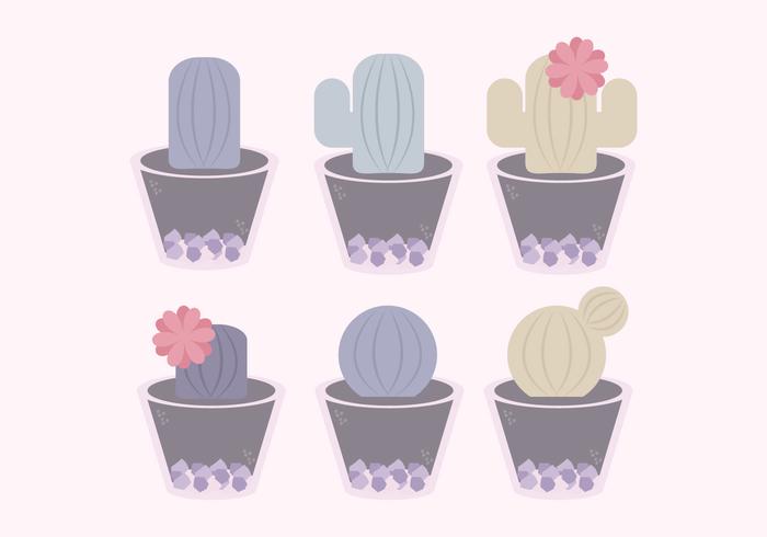 Vector Cute Cacti Set