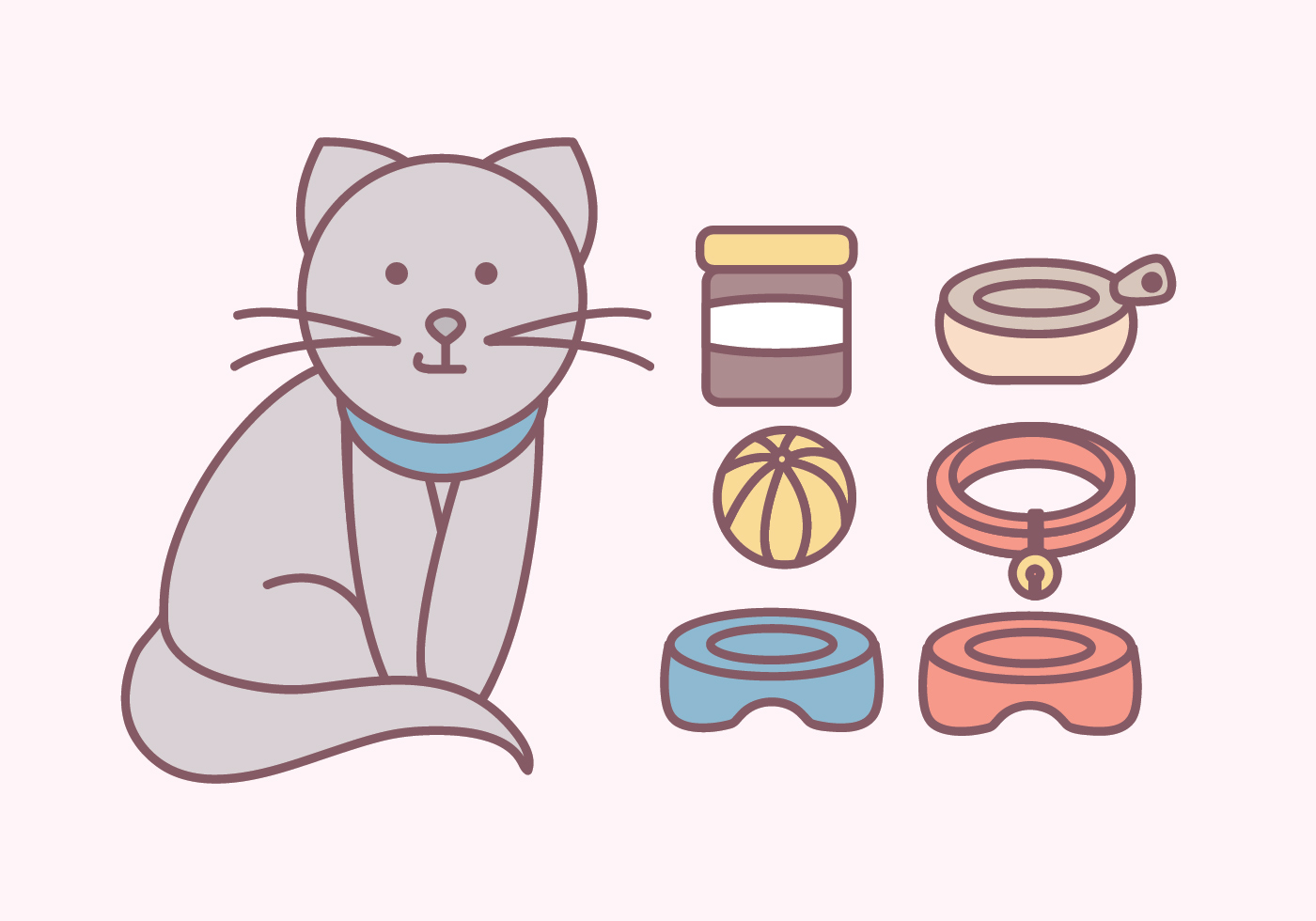 Vector Cute Cats Accessories 162212 Vector Art at Vecteezy