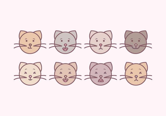 Emoticones de los gatos lindos del vector