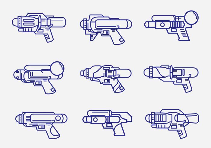 Kids Watergun Lineart Pack vector