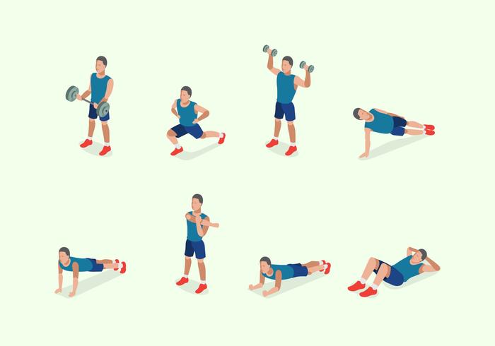 Ilustración gratuita de la formación del hombre de fitness vector