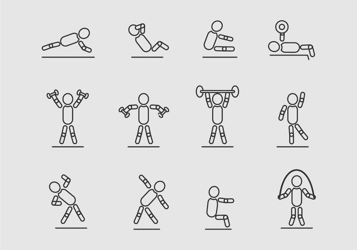 People Stickman Exercise Vector Icons