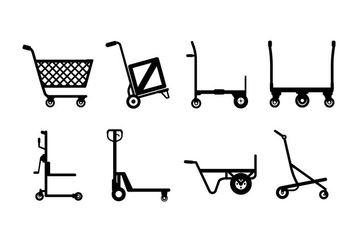 Hand trolley vector icons