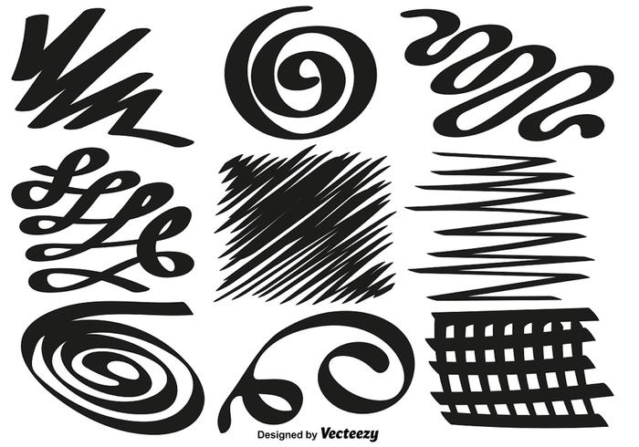 Set of hand drawn swirls and squiggles. Vector Set