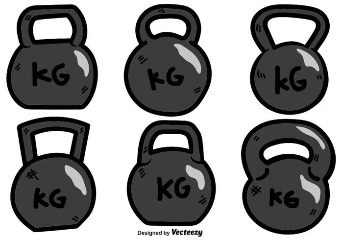 Download Vector Cartoon Kettle Bell Icon Set On White Background ...