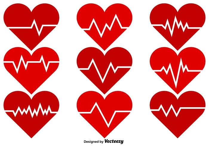 Vector Heart Rhythm Color Icons