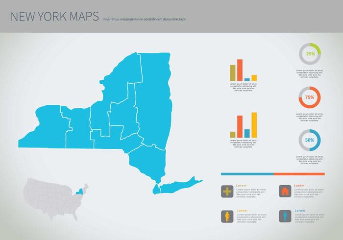 Libre Nueva York Azul Mapa Ilustración vector