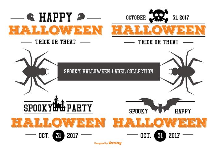 Colección tipográfica de la etiqueta de Halloween vector