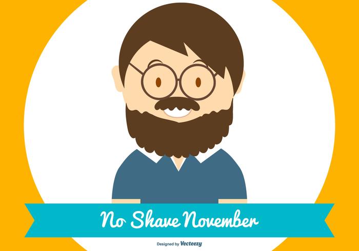 Cute No Shave November Flat Style Illustration vector