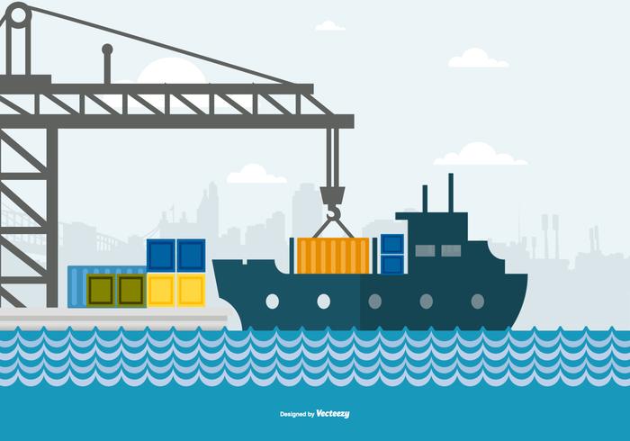 Cute Flat Style Illustration of a Harbour vector