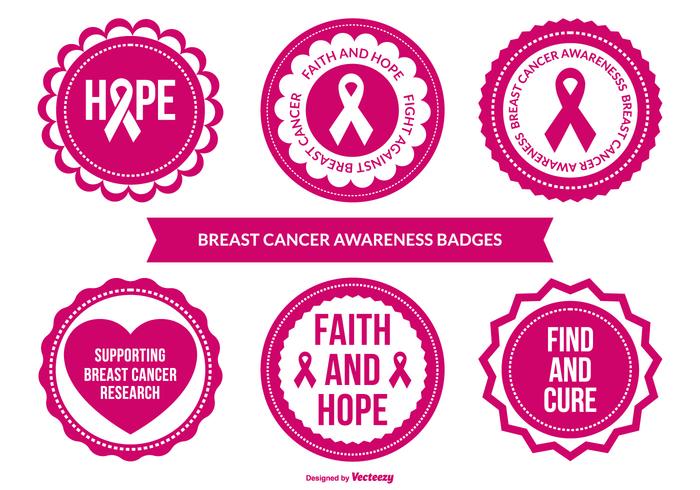 Breast Cancer Awareness Badge Collection vector