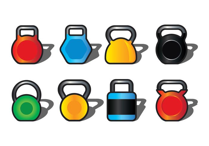 Kettle Bell Iconos Conjunto vector