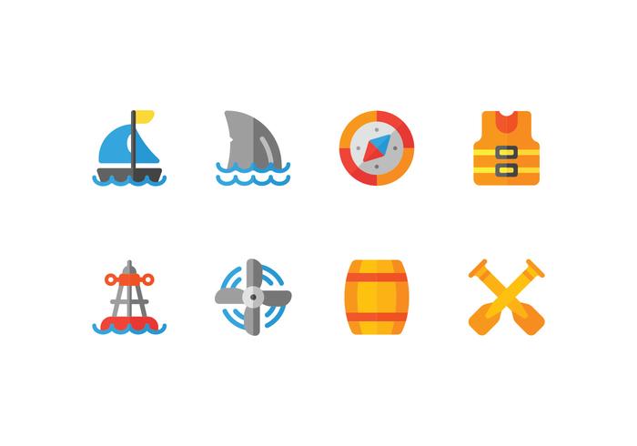 Harbour Flat Icons Set vector