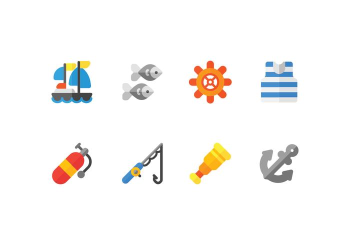 Harbour Flat Icons Set vector