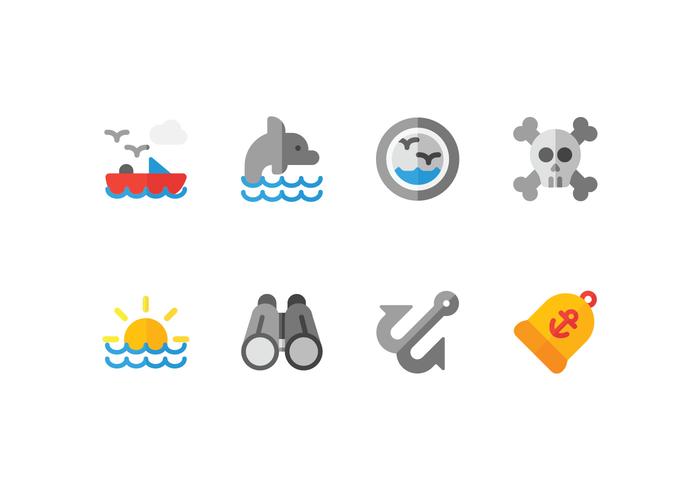 Harbour Flat Icons Set vector