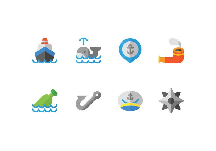 Harbour Flat Icons Set vector