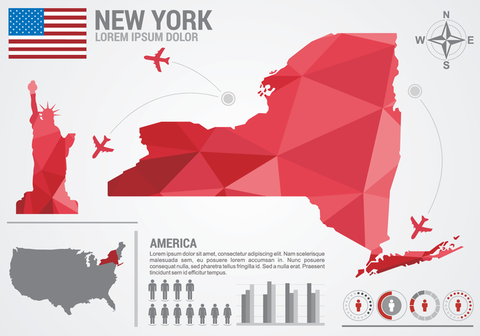 Mapa de Nueva York Infográfico vector