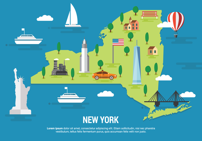 New York Map Vector Illustration