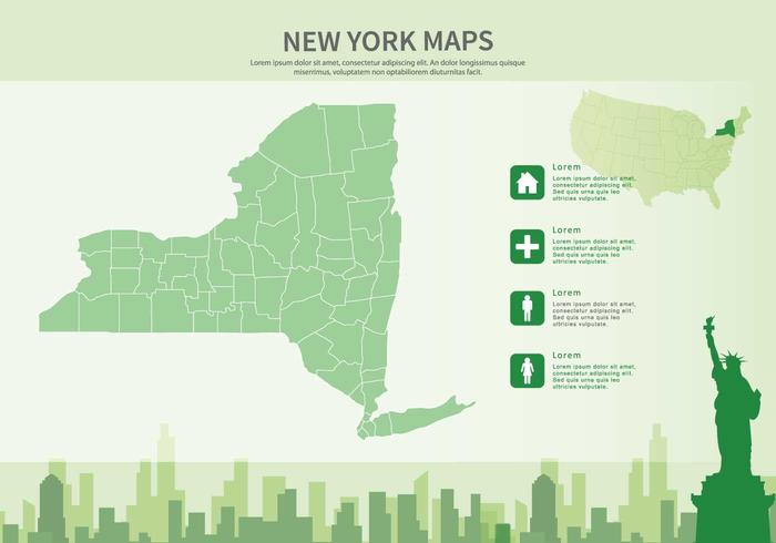 Green New York Mapa Ilustración vector