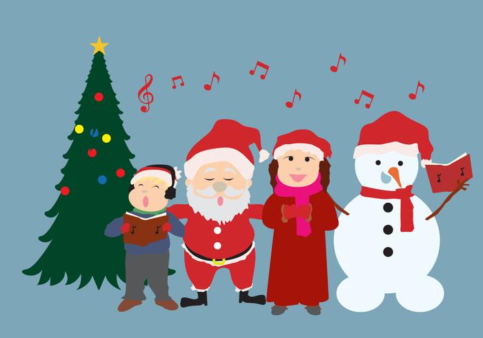 Carolers With Santa Vector 