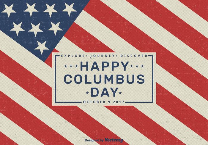 Happy Columbus Day 2017 Vector Retro Greeting Card