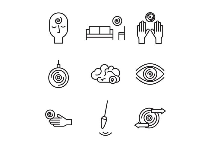 Iconos de hipnosis en blanco y negro vector