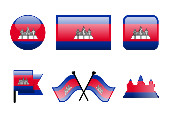 Glossy Cambodia Flag Vector